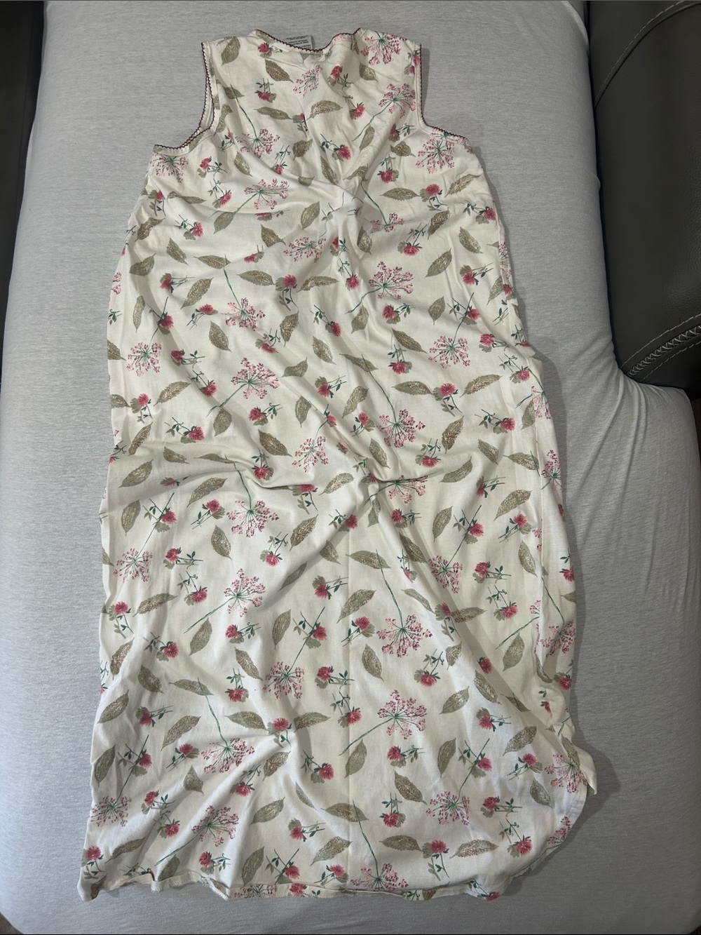 Basic Editions Cream Floral Sleeveless Nightgown with Pink Accents - Picture 7 of 7